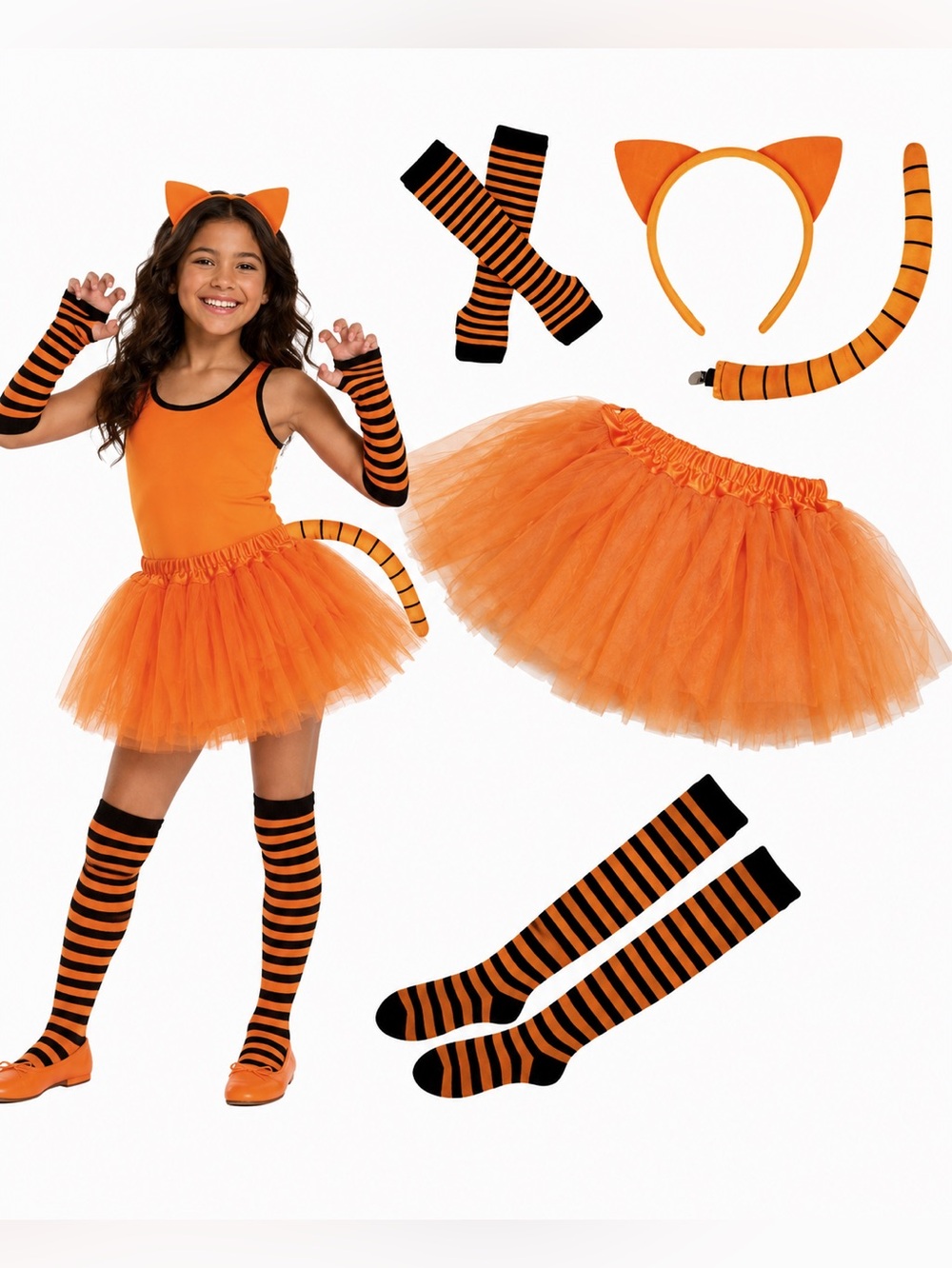 Teen/Adult Orange Cat Costume - 5  Item Set